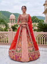 Royal Red Heritage Banarasi Silk Embroidered Designer Bridal Lehenga Choli