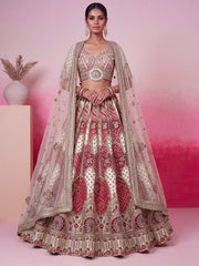 White Silk Mirror Work Lehenga