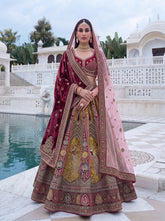 Luxury Mayur Designer Velvet Bridal Lehenga Choli with Dori, Zari, Sequins & Diamond Work