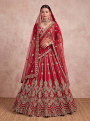 Red Bridal Silk Lehenga