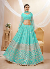 Elegant Georgette Lehenga Choli in Sky Blue