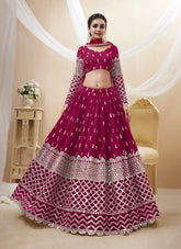 Elegant Georgette Lehenga Choli in Hot Pink