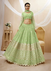 Elegant Georgette Lehenga Choli in Pista