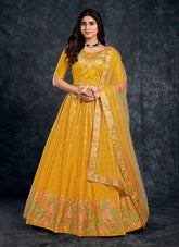 Pleasant Looking Wedding Lehenga Choli in Mustard Yellow Colour