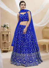 Leaf Branch Type Design in Blue Lehenga