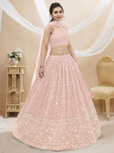 Leaf Branch Type Design in Pink Lehenga