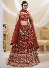 Leaf Branch Type Design in Red Lehenga