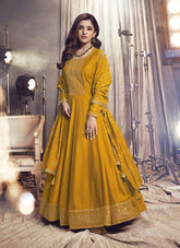 Straightforward Silk Georgette Gown in Yellow