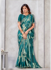 Reassuring Saree in Sea Green Colour