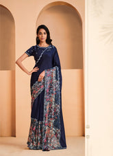 Wonderful Looking Saree in Navy Blue