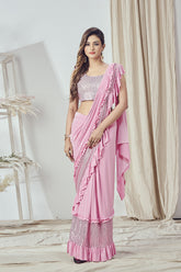 Latest Functional Wear Looking Pink Colour Saree