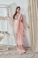 Tony Looking Peach Colour Saree in Lycra