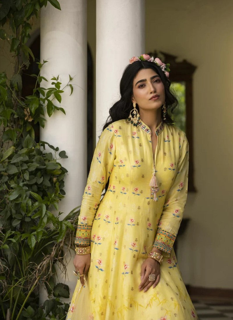 Dolla Silk Gown in Yellow Colour Ethnic Trendz