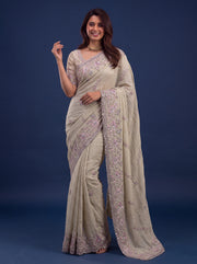 Ivory Designer Wedding Saree