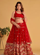 Charming Lehenga Choli of Georgette in Red