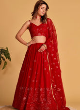 Charming Lehenga Choli of Georgette in Red