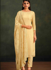 Soft Organza Salwar Suit in Yellow