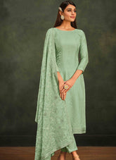 Soft Organza Salwar Suit in Light Green