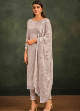 Soft Organza Salwar Suit in Grey