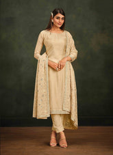 Soft Organza Salwar Suit in Cream