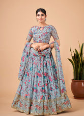 Enchanting Looking Partywear Lehenga Choli in Sky Blue