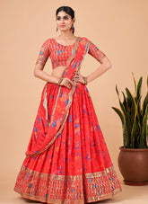 Engaging Lehenga Choli in Bright Red Colour