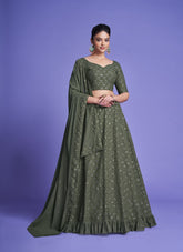 Appealing Lehenga Choli in Mehendi Green
