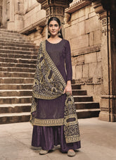 Exquisite Looking Salwar Suit in Purple