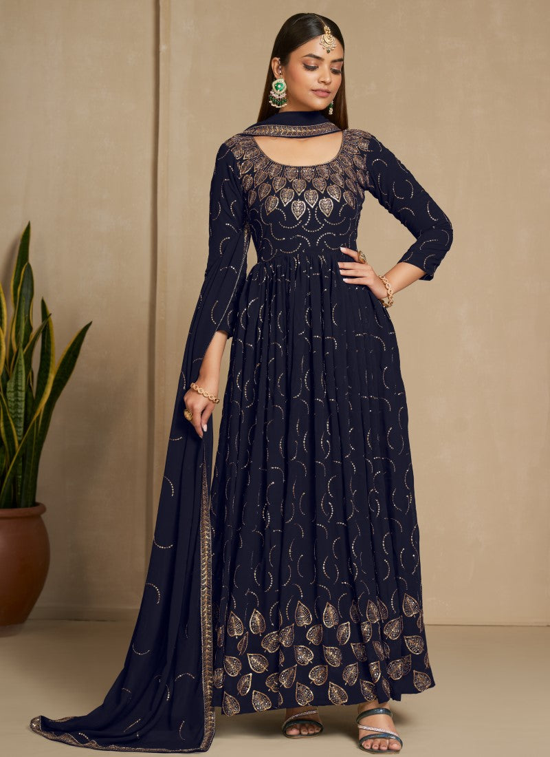 Celestial Looking Partywear Gown in Navy Blue Colour Ethnic Trendz Celestial Looking Partywear Gown in Navy Blue Colour Ethnic Trendz