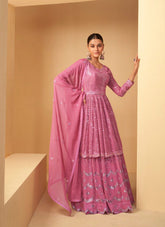 Real Georgette Sharara Suit in Light Pink