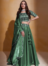 Swank Looking Lehenga Choli in Green Colour