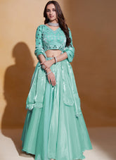 Special Looking Designer Lehenga Choli in Sea Green Colour