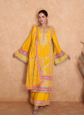 Heavy Chinon Salwar Suit in Yellow