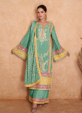 Heavy Chinon Salwar Suit in Sky