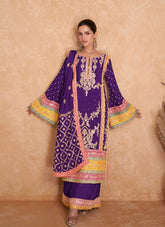 Heavy Chinon Salwar Suit in Purple