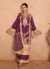 Heavy Chinon Salwar Suit in Maroon
