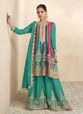 Chinon Embroidered Sharara in Rama