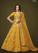 Silk Lehenga Choli in Yellow Color