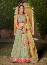 Alluring Looking Lehenga Choli in Pista Yellow