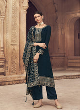 Santoon Salwar Suit in Teal Blue