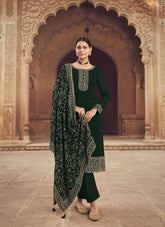 Santoon Salwar Suit in Dark Green