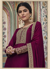 Salwar Suit of Dola Silk in Hot Pink