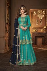 Sequence Work Salwar Suit in Rama Colour