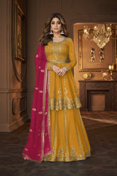 Sequence Work Salwar Suit in Yellow Colour