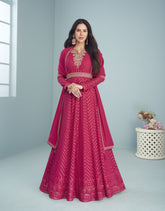 Lovely Gown of Real Georgette in Pink Colour
