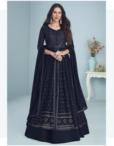 Lovely Salwar Suit of Real Georgette in Dark Blue Colour