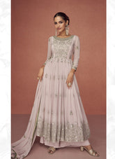 Real Georgette Fancy Embroidered Salwar Suit in Light Pink