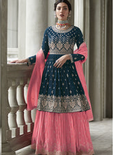 Contrast Salwar Suit in Dark Blue Colour