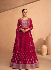 Fine Georgette Gown in Red Colour