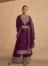 Delightful Salwar Suit with Premium Silk in Purple Colour